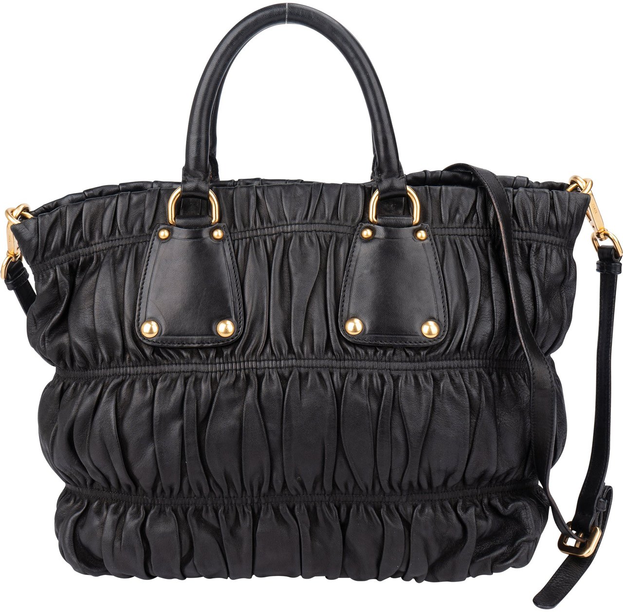 Prada Prada Quilted Leather City Handbag Zwart