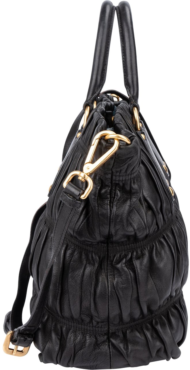 Prada Prada Quilted Leather City Handbag Zwart