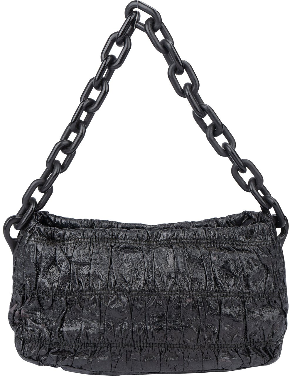 Prada Prada Quilted Patent Leather Shoulder Bag Zwart