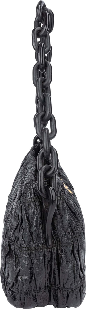 Prada Quilted Patent Leather Shoulder Bag Zwart