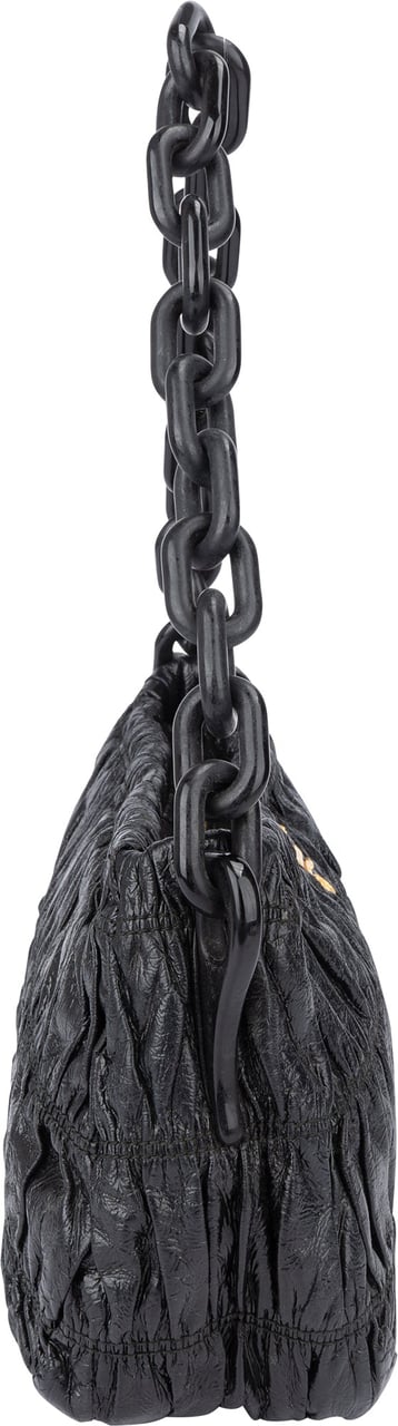 Prada Prada Quilted Patent Leather Shoulder Bag Zwart