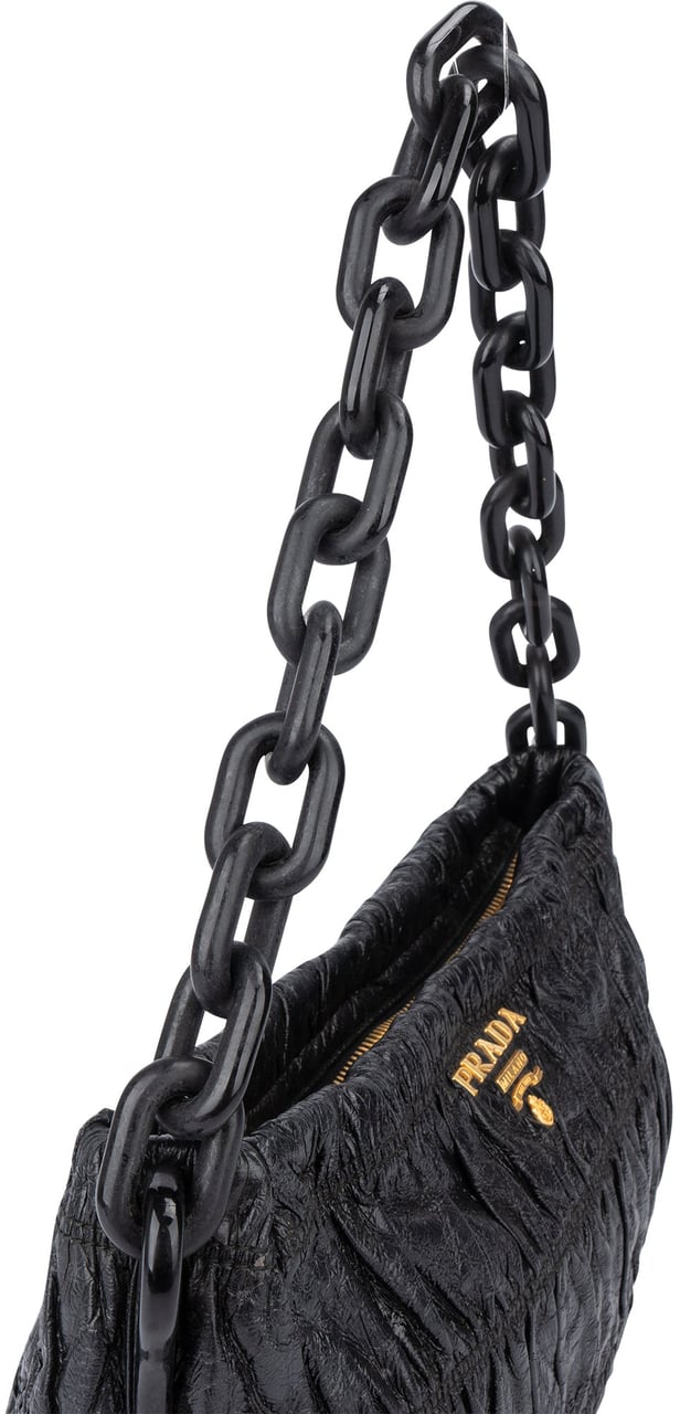 Prada Prada Quilted Patent Leather Shoulder Bag Zwart