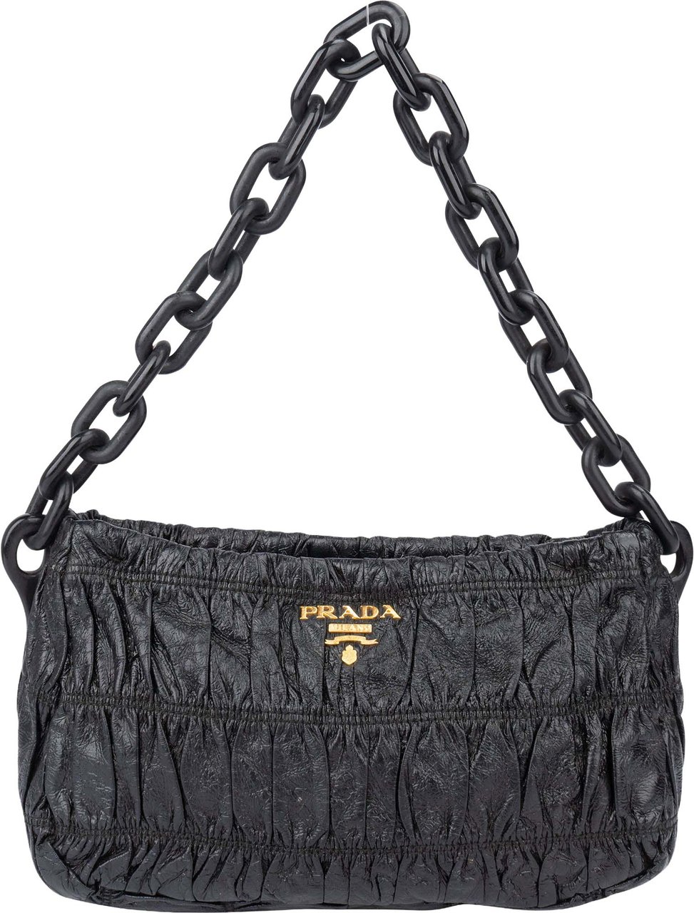Prada Quilted Patent Leather Shoulder Bag Zwart