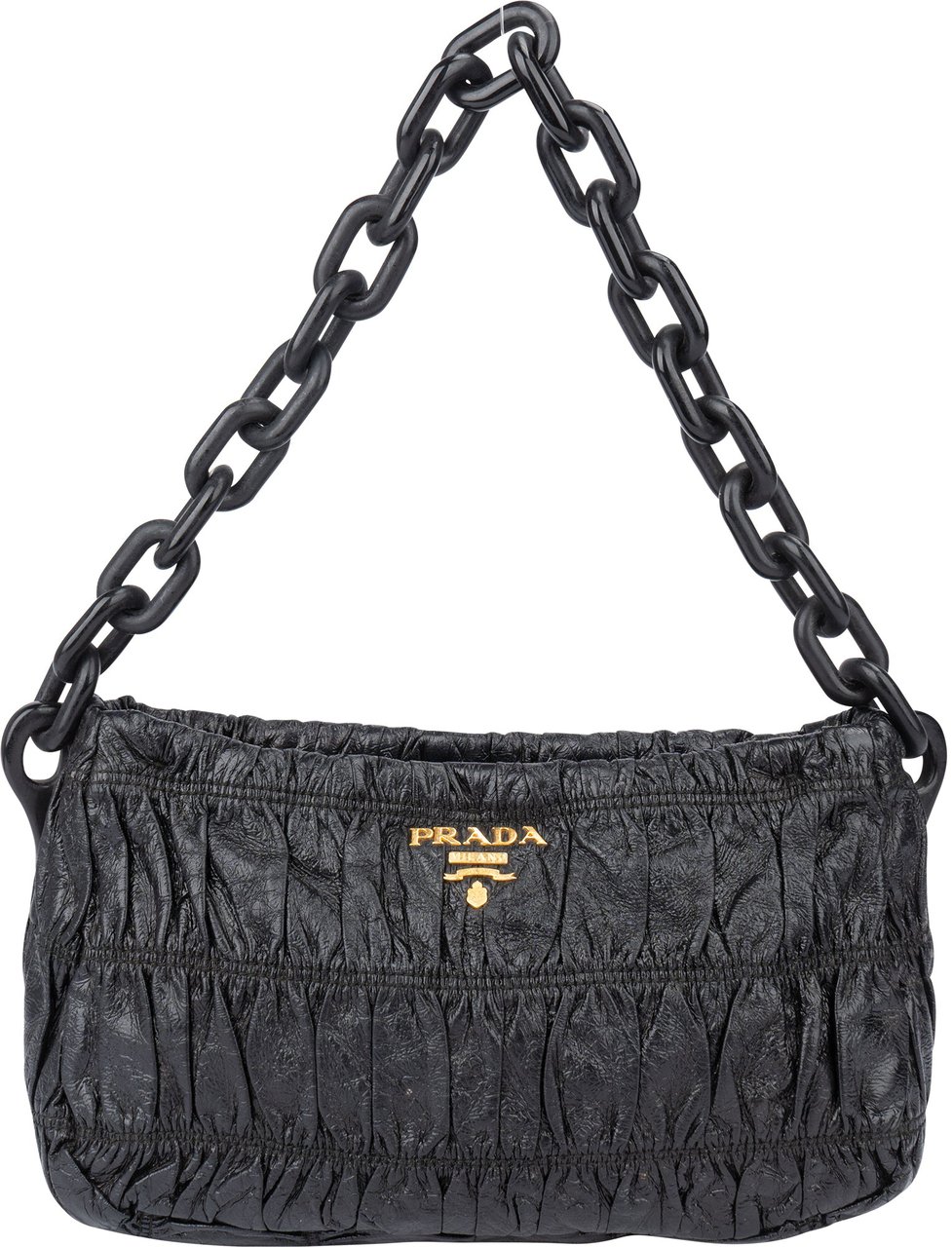 Prada Prada Quilted Patent Leather Shoulder Bag Zwart