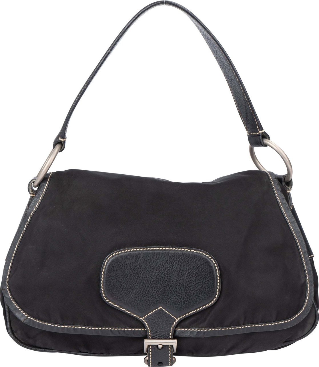 Prada Black Nylon Triangle Handbag Zwart