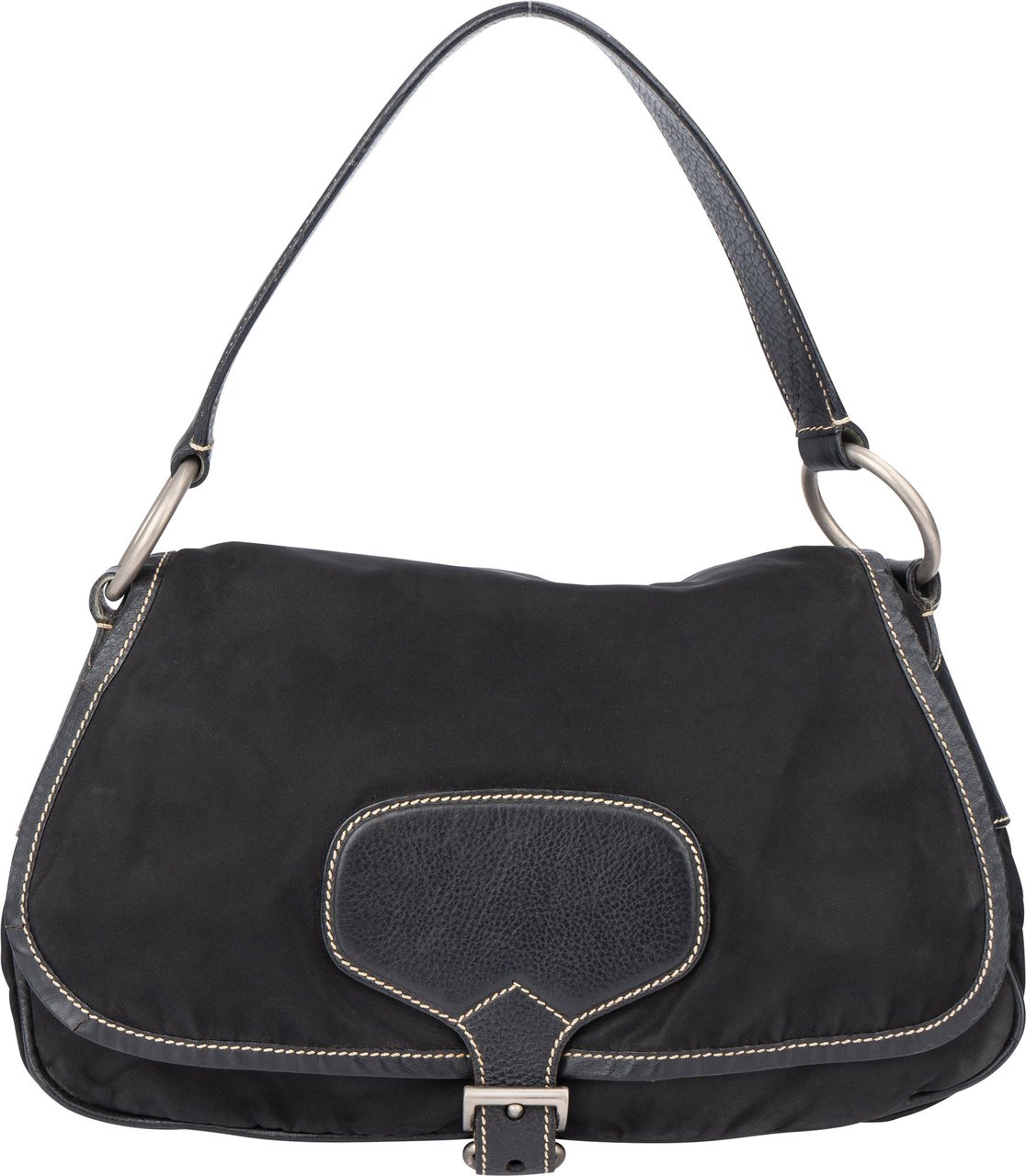 Prada Prada Black Nylon Triangle Handbag Zwart