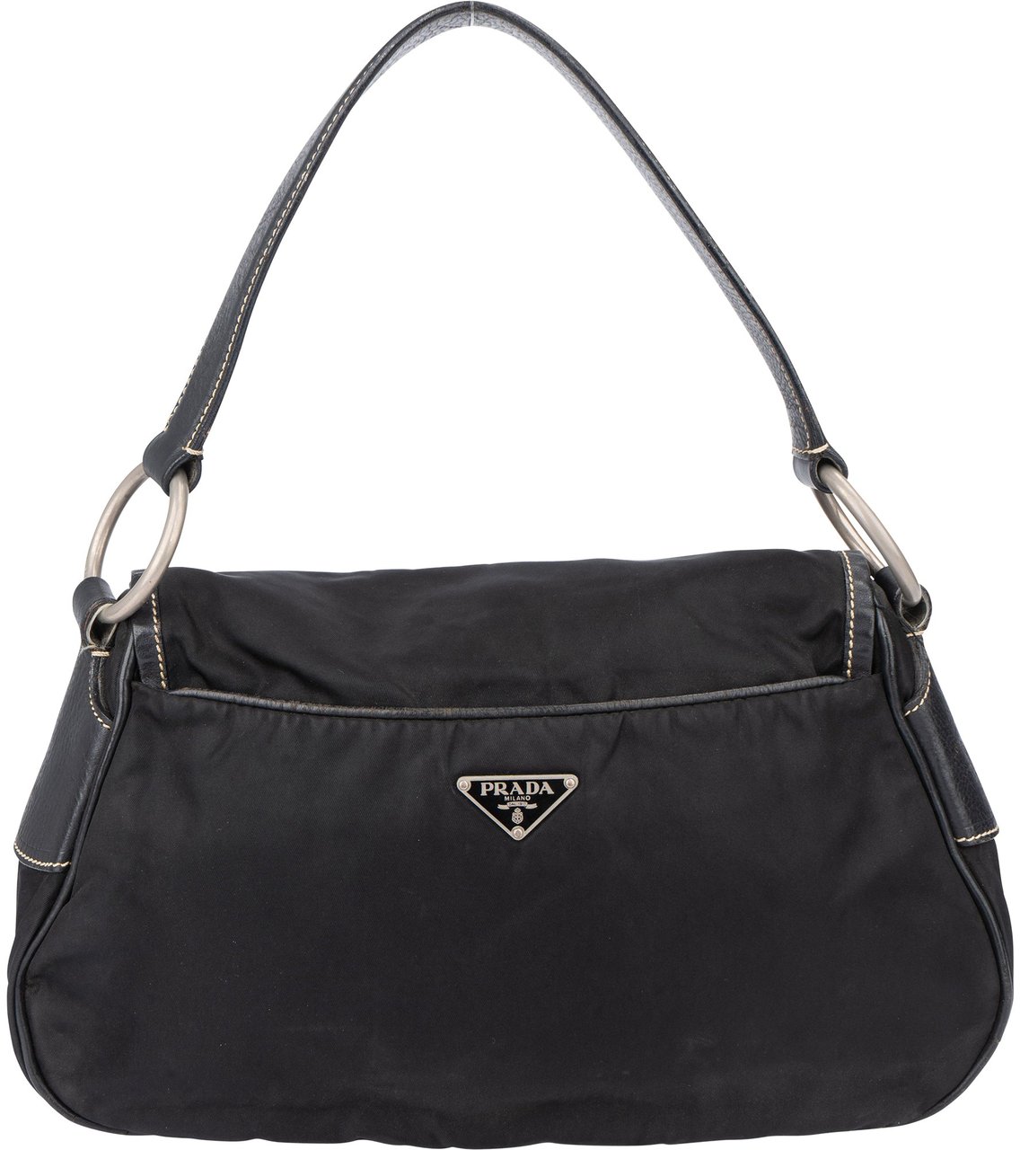 Prada Prada Black Nylon Triangle Handbag Zwart