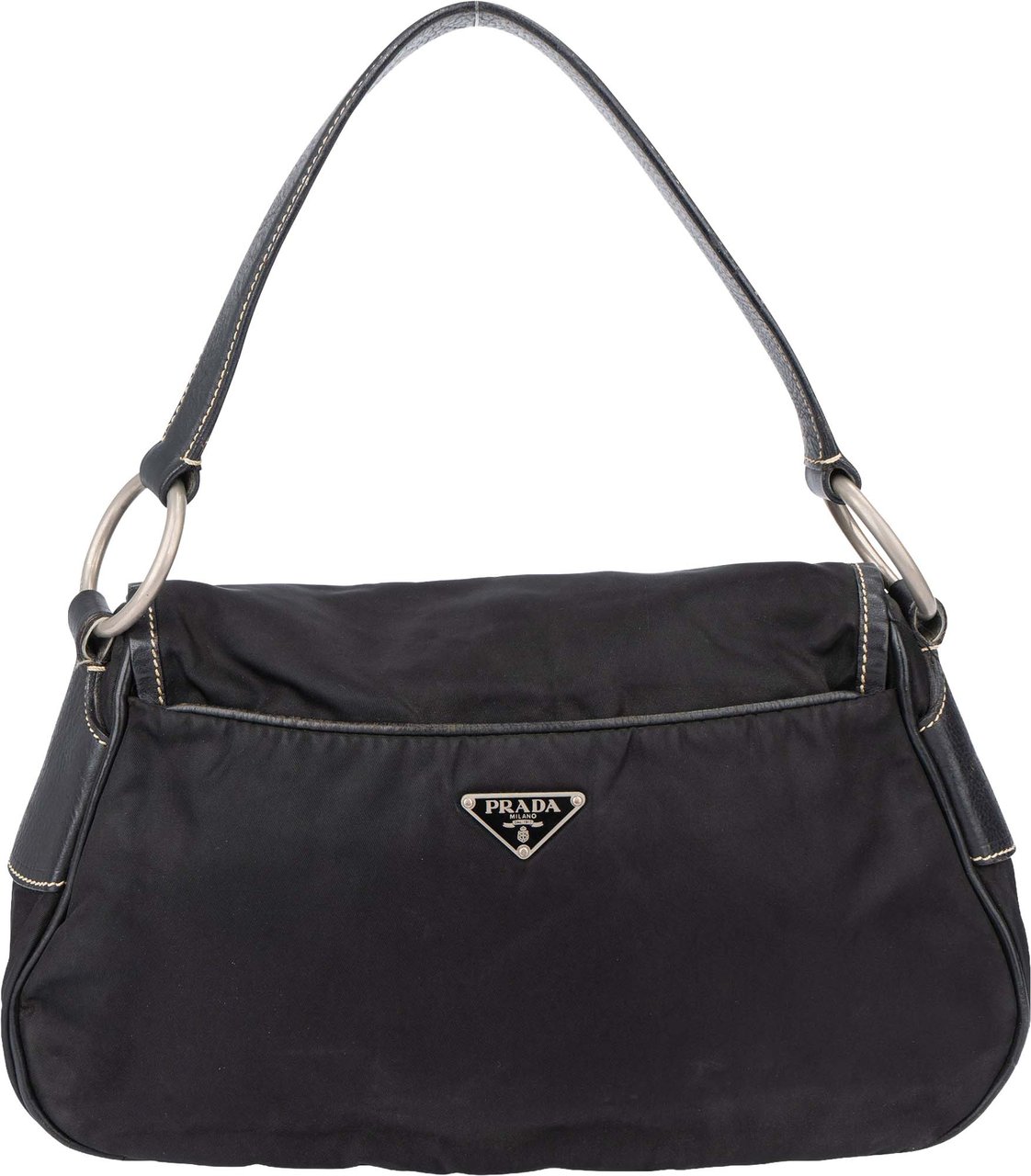 Prada Black Nylon Triangle Handbag Zwart