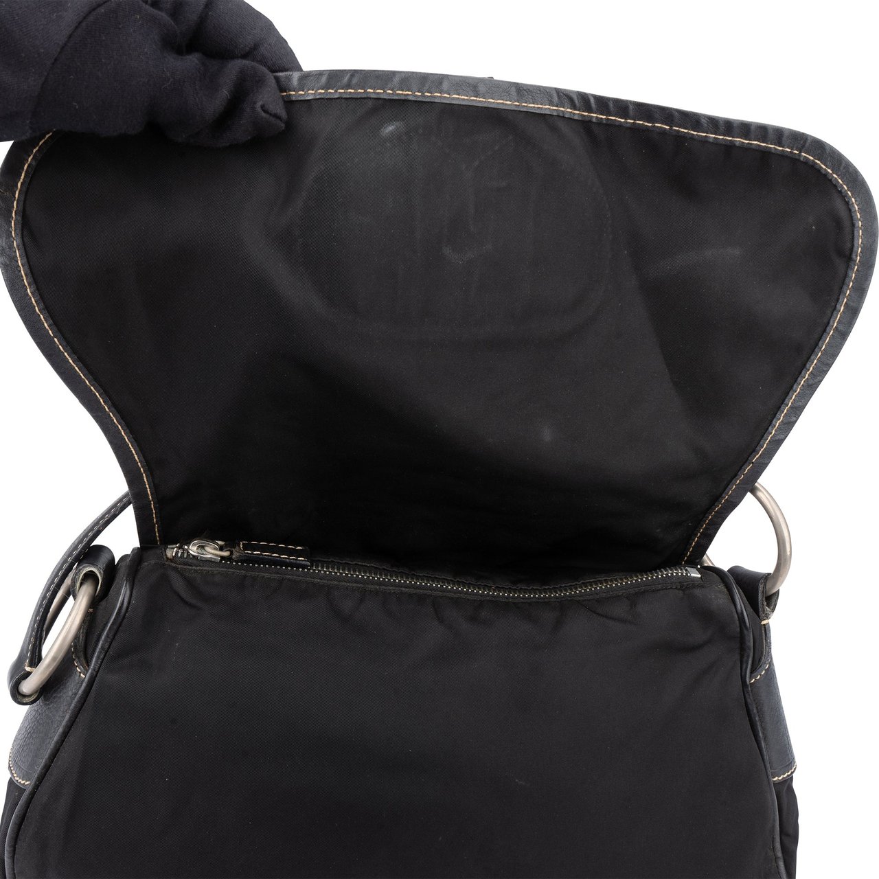 Prada Prada Black Nylon Triangle Handbag Zwart