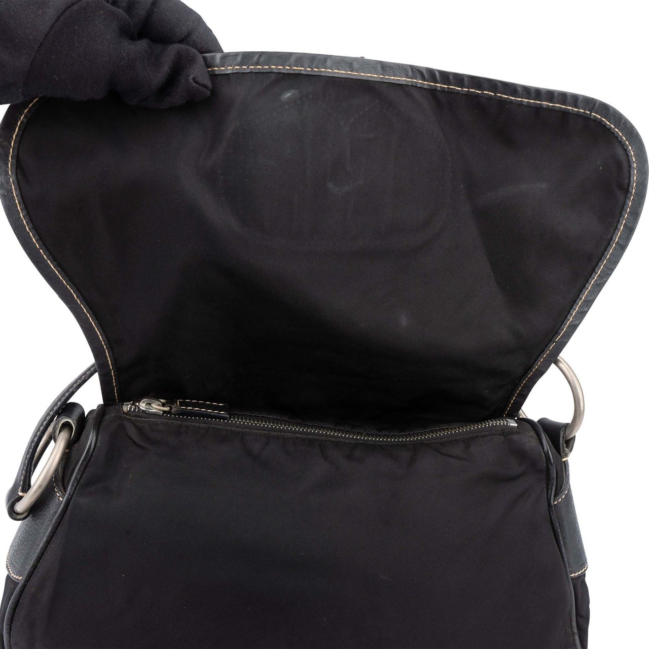 Prada Black Nylon Triangle Handbag Zwart