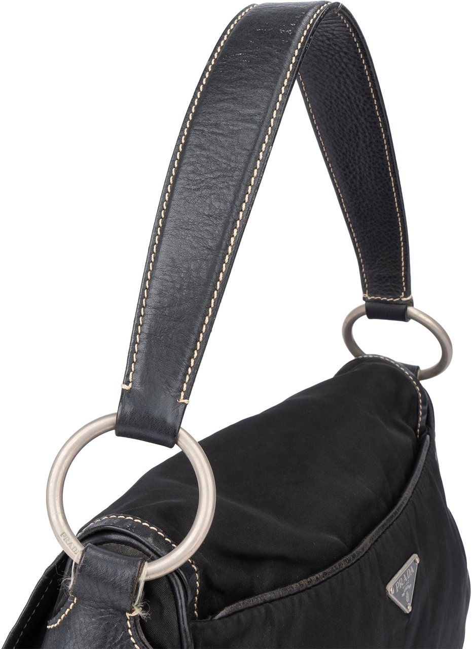 Prada Prada Black Nylon Triangle Handbag Zwart