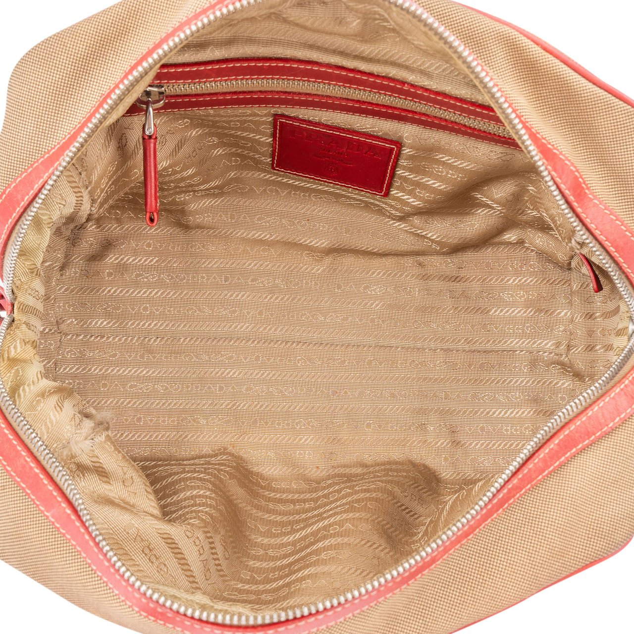 Prada Jacquard Monogram Handbag Beige