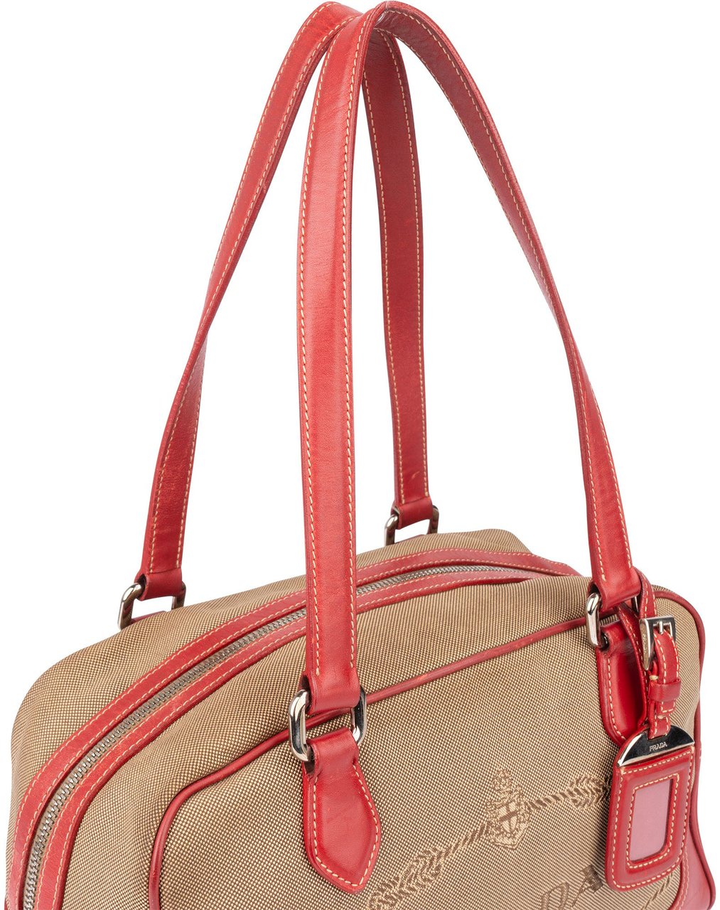 Prada Jacquard Monogram Handbag Beige
