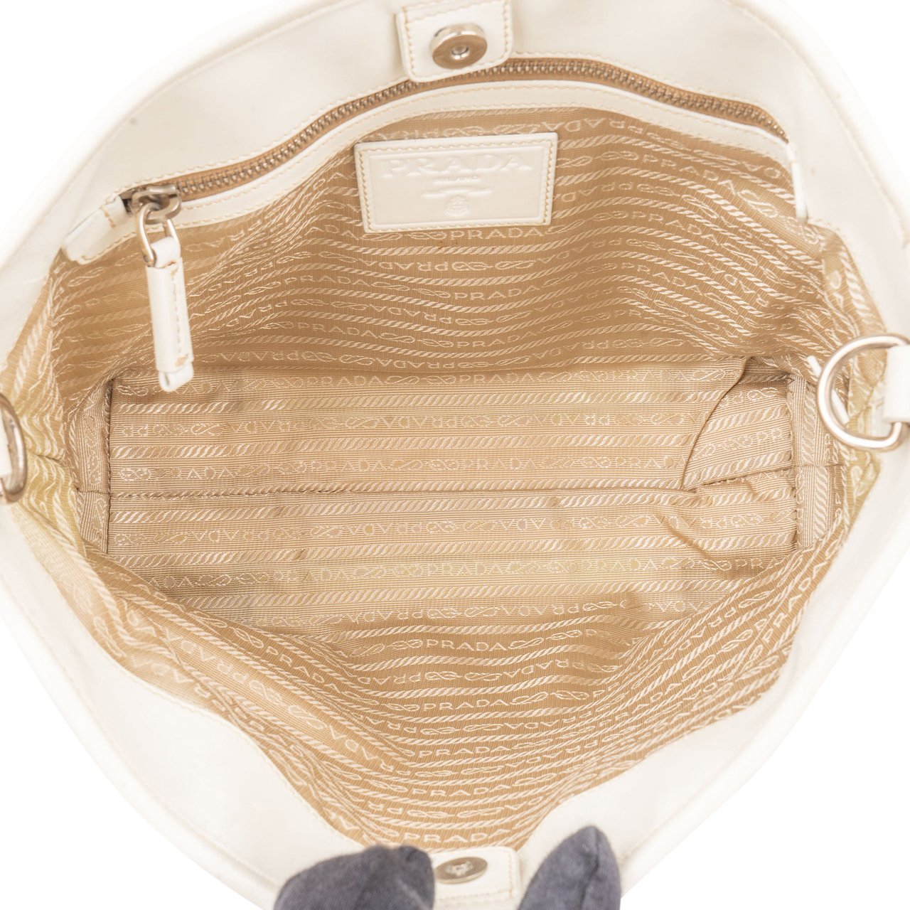 Prada Prada Jacquard Monogram Handbag Bruin