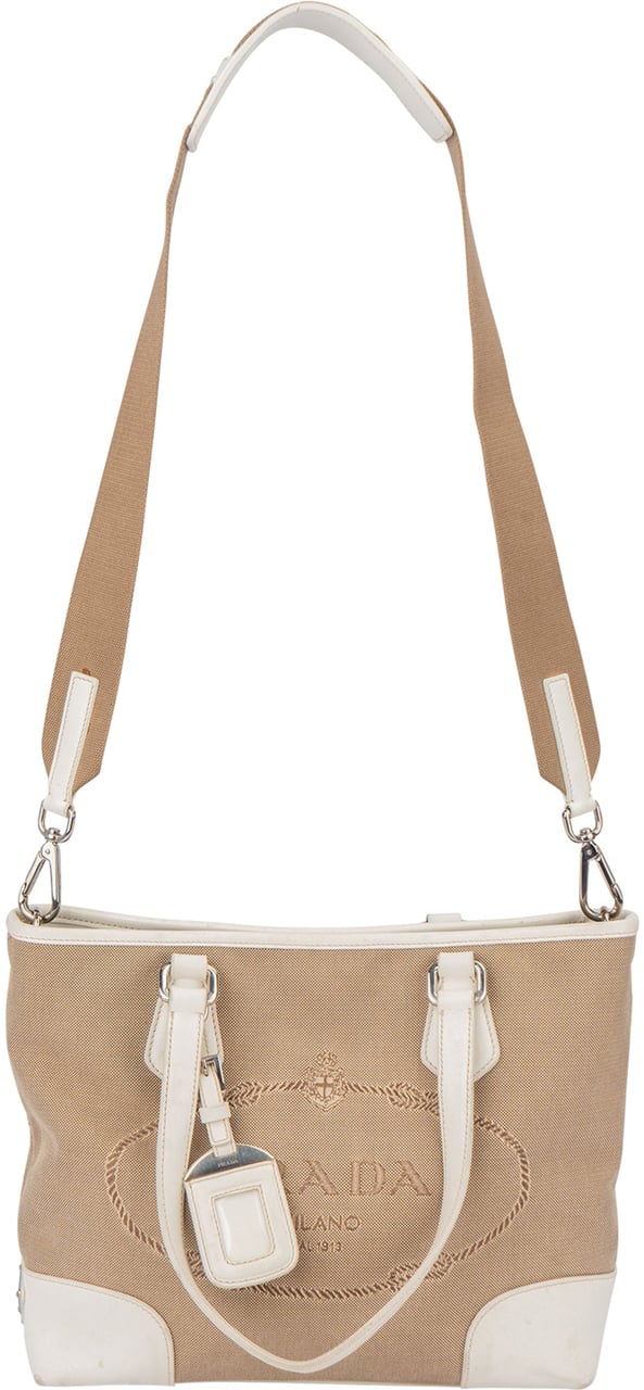 Prada Prada Jacquard Monogram Handbag Bruin