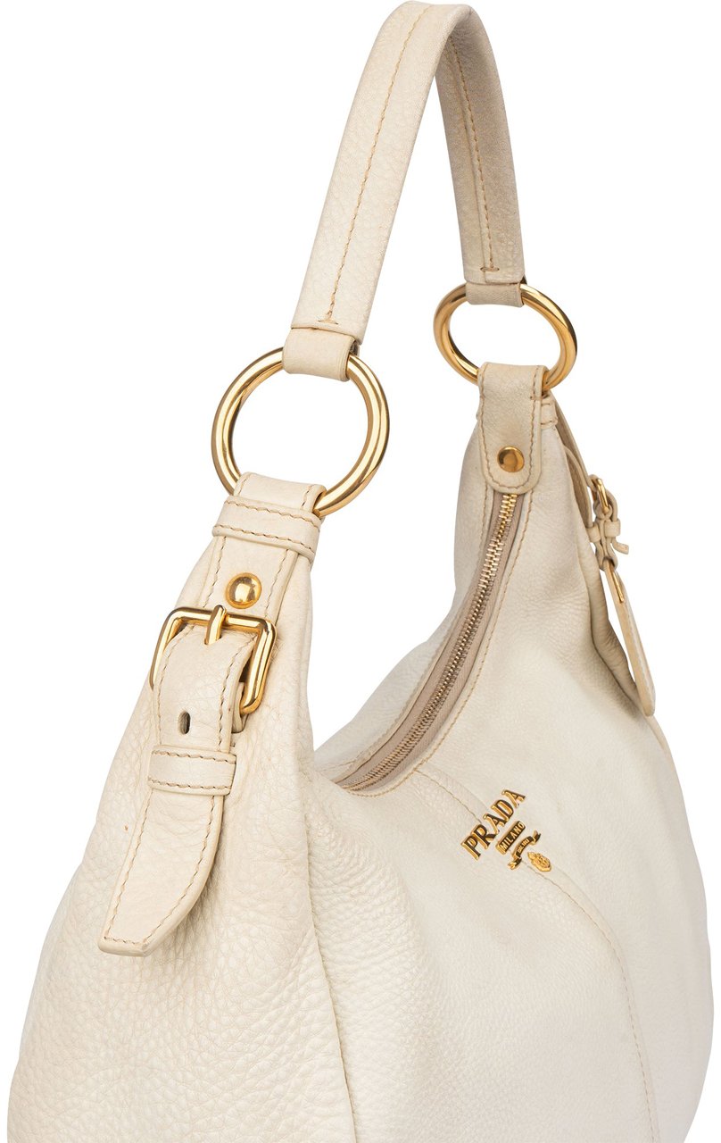 Prada Prada White Leather Vitello Shoulder Bag Wit
