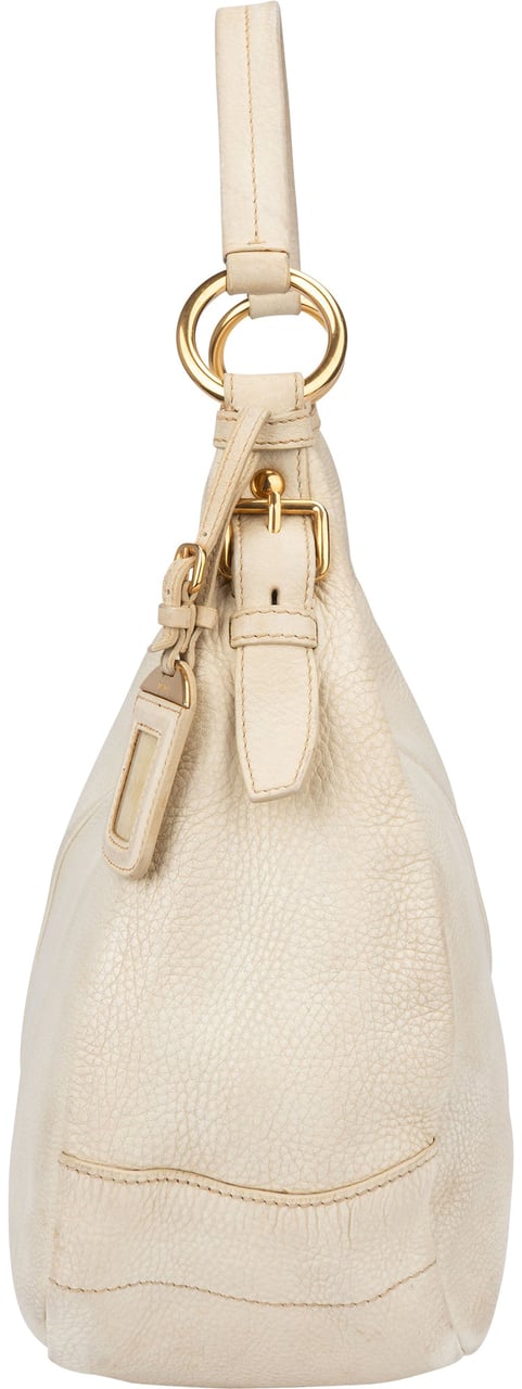 Prada Prada White Leather Vitello Shoulder Bag Wit