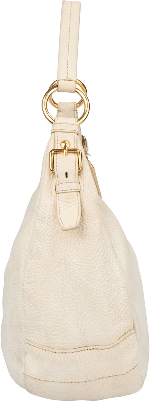 Prada Prada White Leather Vitello Shoulder Bag Wit