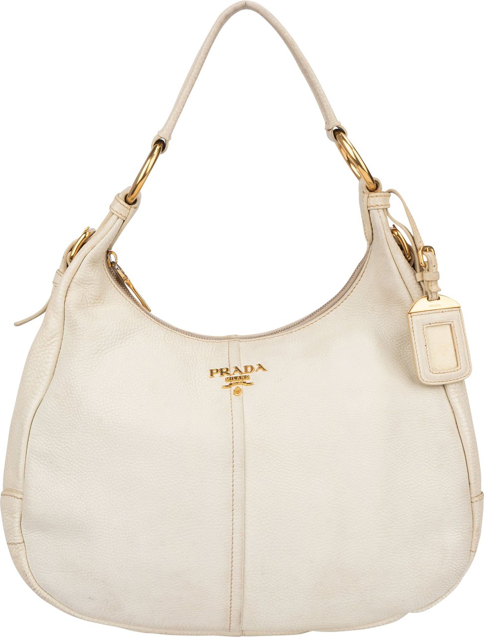 Prada Prada White Leather Vitello Shoulder Bag Wit
