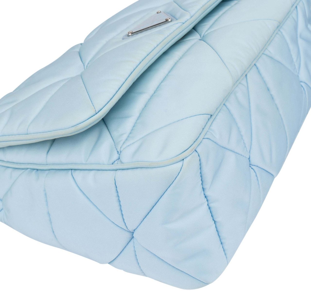 Prada Prada Quilted Baby Blue Nylon Triangle Re-Edition Crossbody Bag Blauw