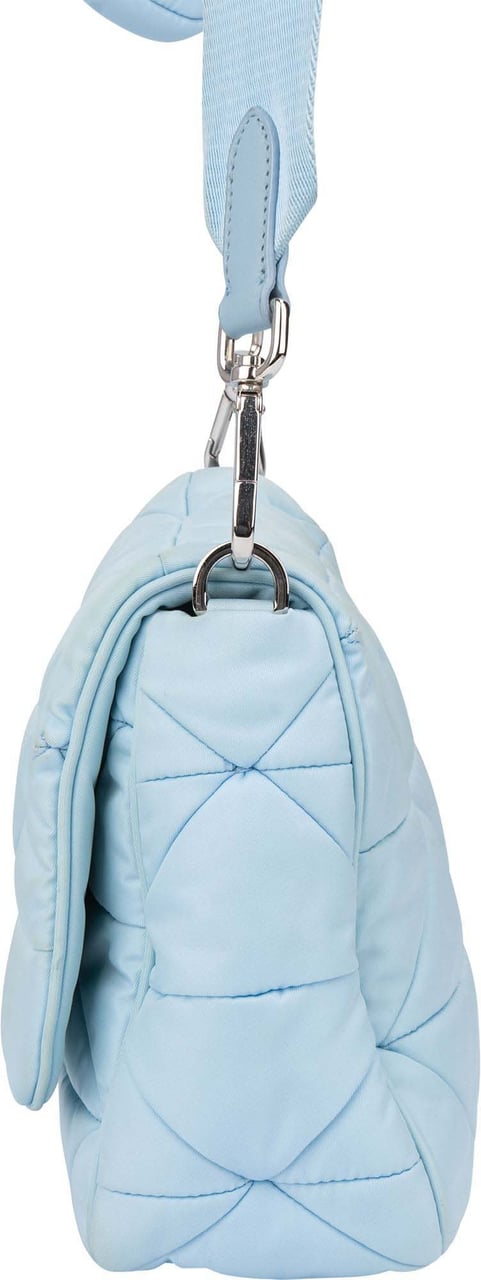 Prada Prada Quilted Baby Blue Nylon Triangle Re-Edition Crossbody Bag Blauw