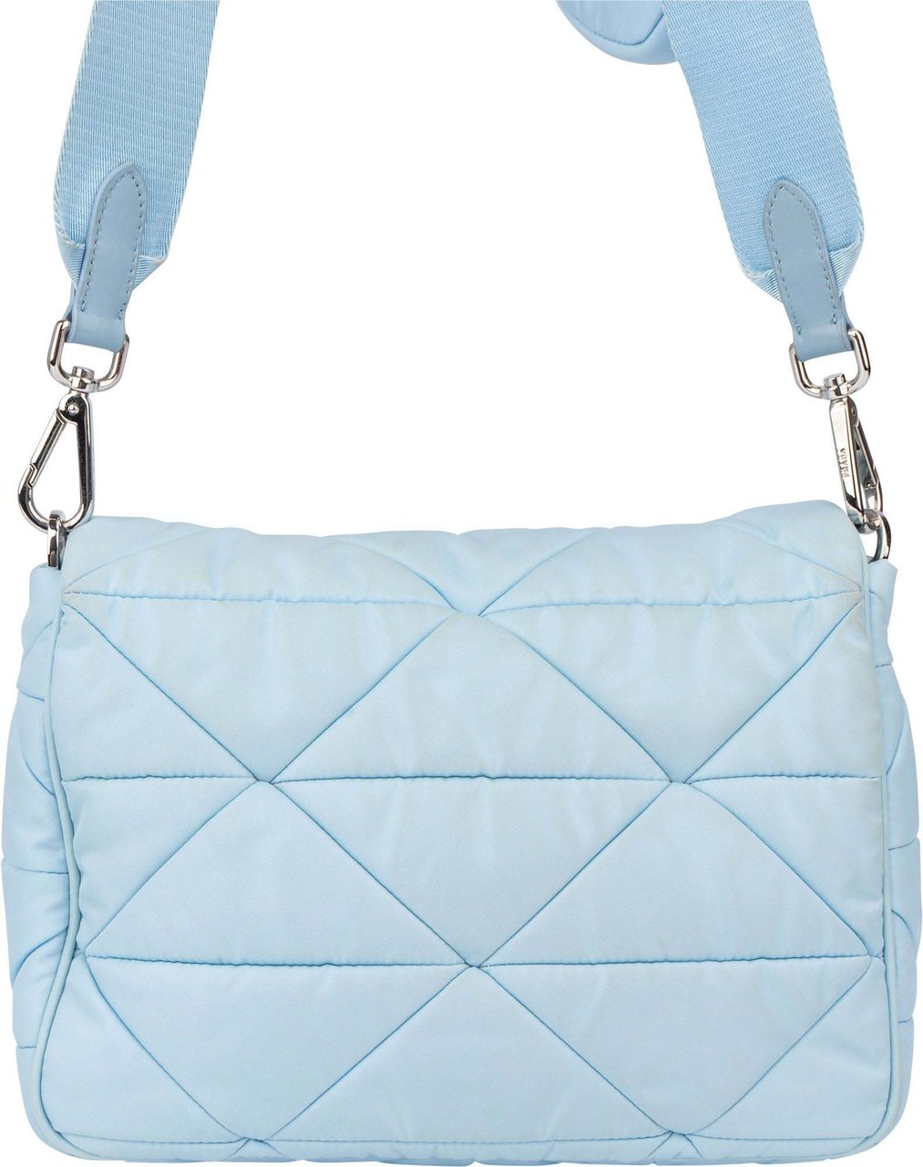 Prada Prada Quilted Baby Blue Nylon Triangle Re-Edition Crossbody Bag Blauw