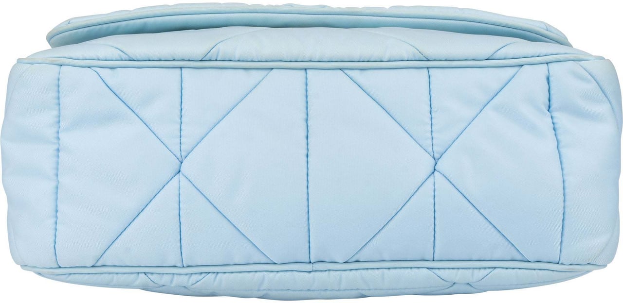 Prada Prada Quilted Baby Blue Nylon Triangle Re-Edition Crossbody Bag Blauw