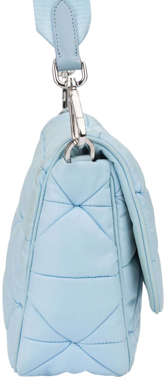 Prada Prada Quilted Baby Blue Nylon Triangle Re-Edition Crossbody Bag Blauw