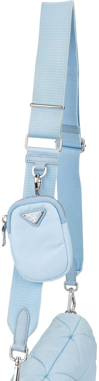 Prada Prada Quilted Baby Blue Nylon Triangle Re-Edition Crossbody Bag Blauw