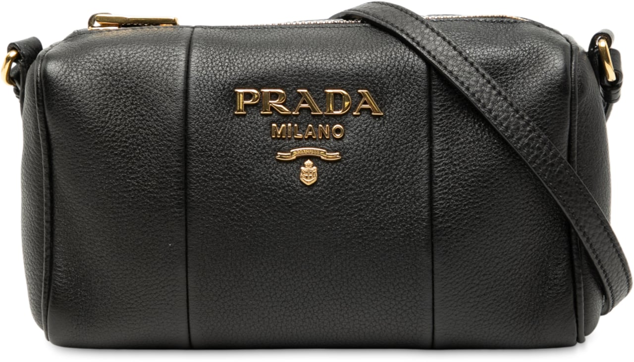Prada Mini Vitello Phenix Crossbody Zwart