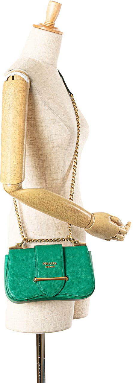 Prada Saffiano Sidonie Crossbody Groen
