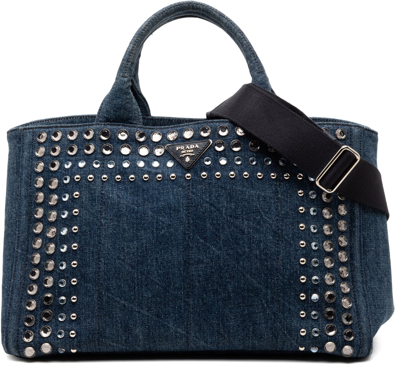 Prada Denim Canapa Bijoux Satchel Blauw