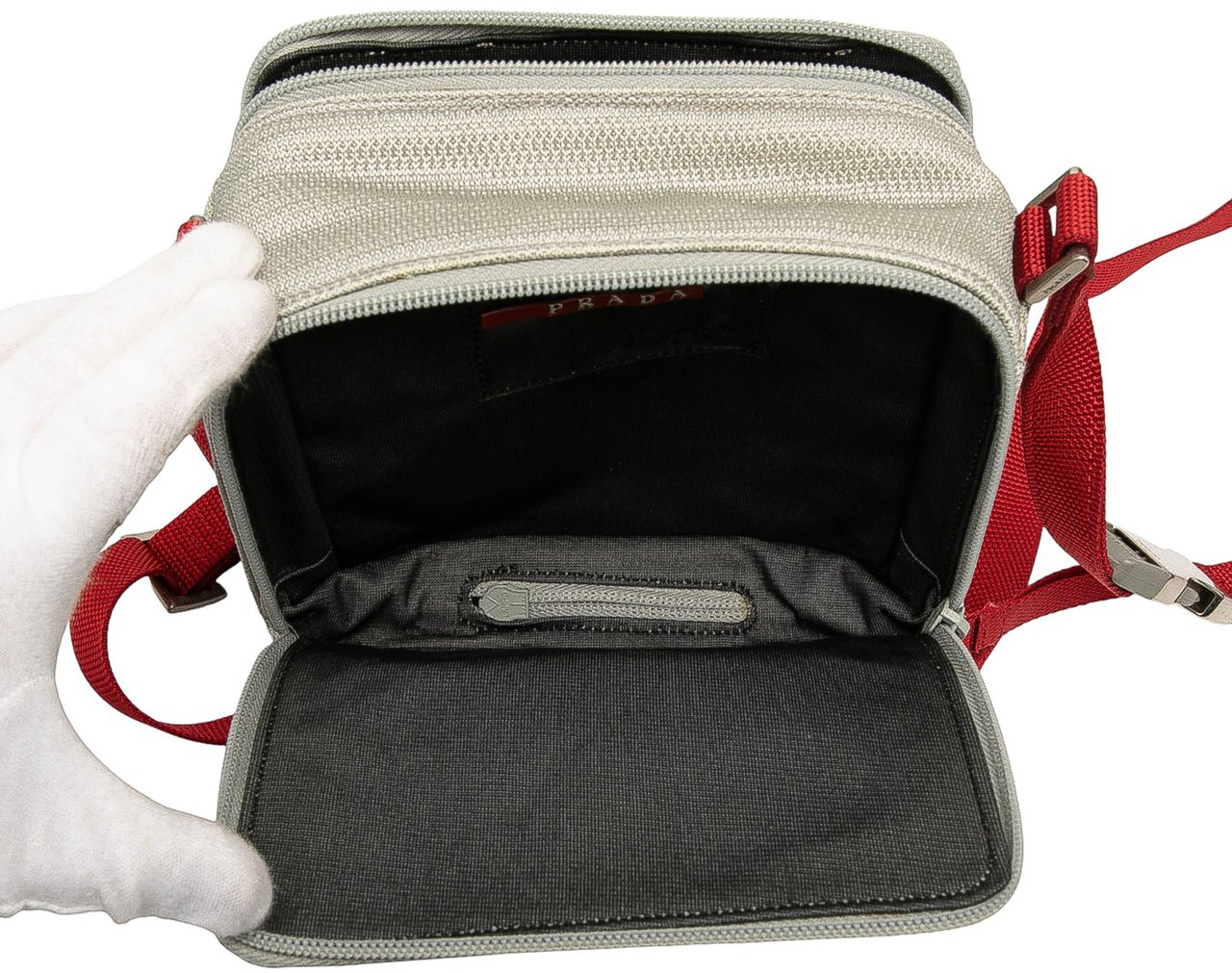 Prada Luna Rossa Polyester Crossbody Grijs