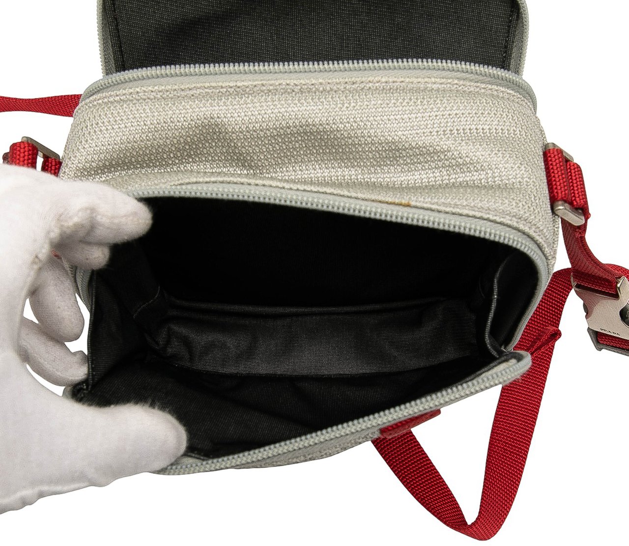 Prada Luna Rossa Polyester Crossbody Grijs