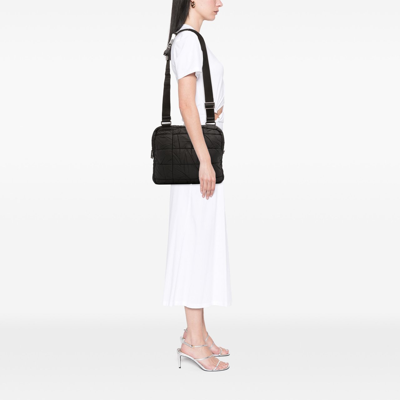 Prada Quilted Tessuto Crossbody Zwart