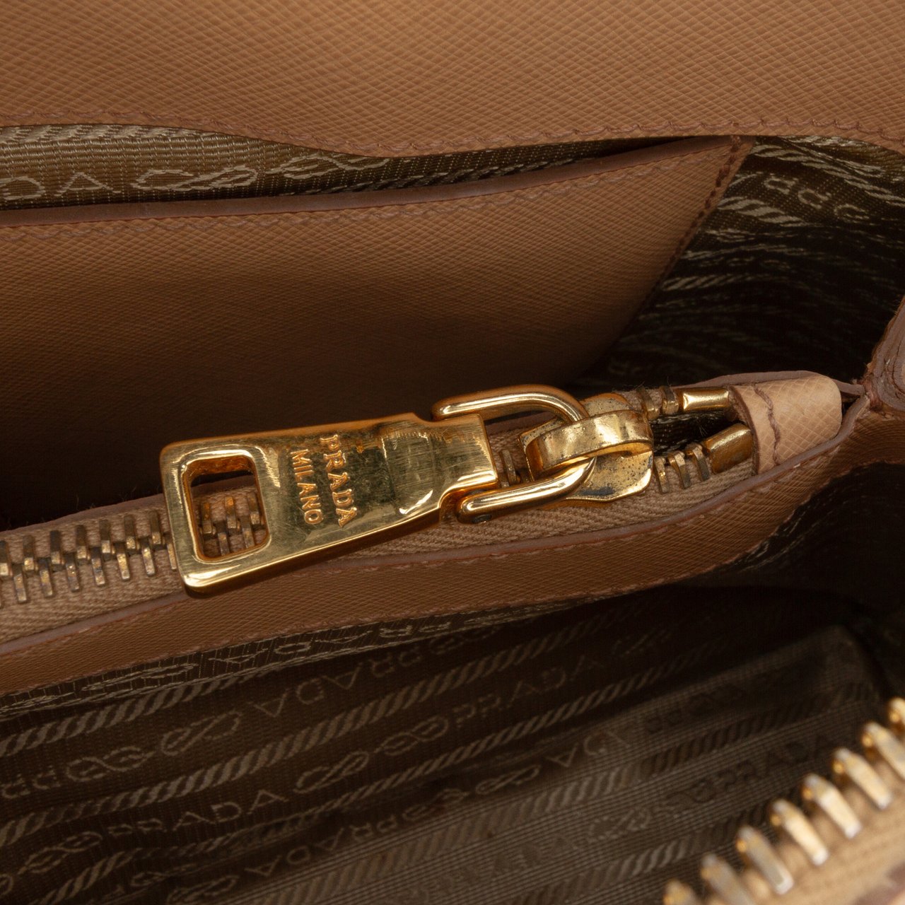 Prada Medium Saffiano Lux Promenade Satchel Bruin