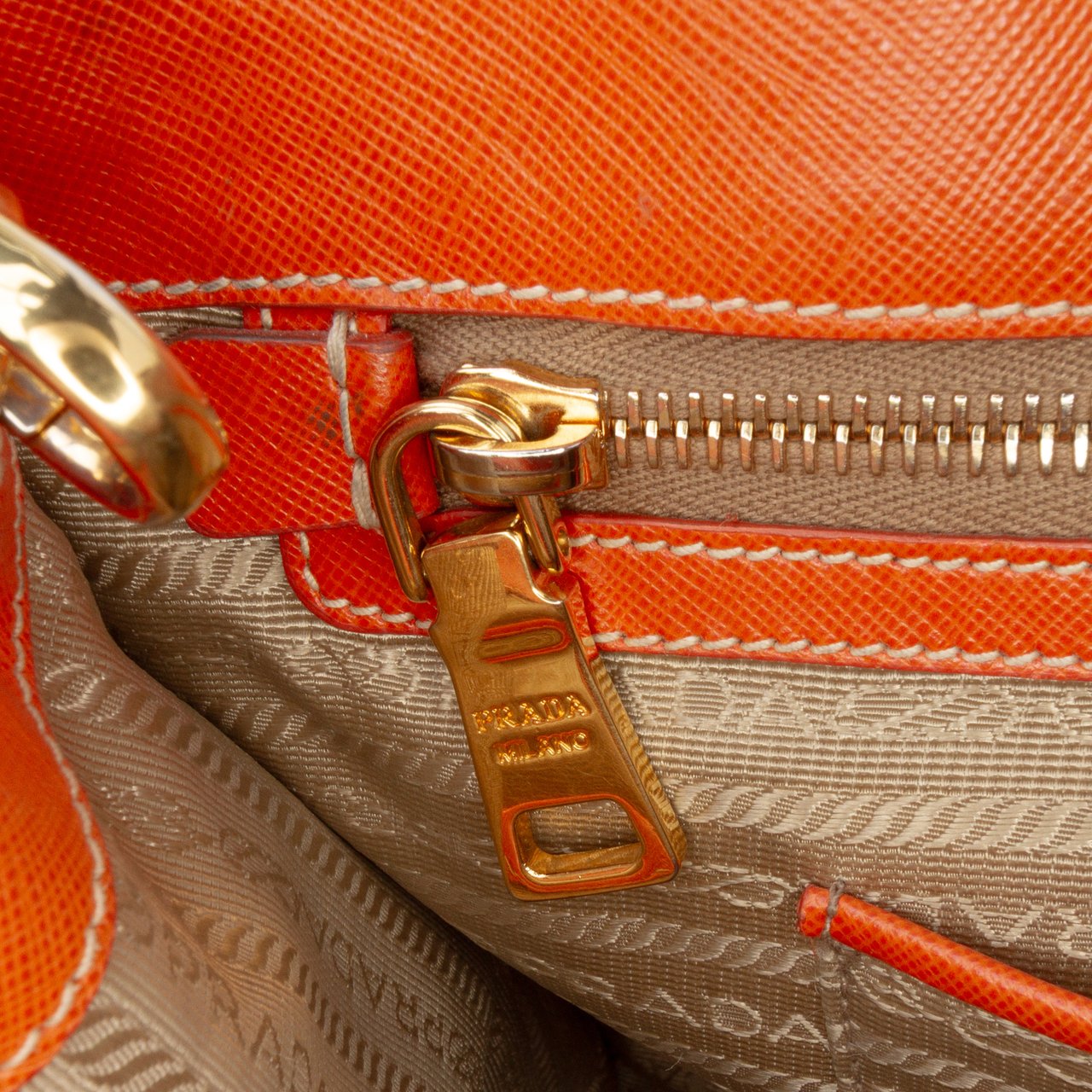 Prada Saffiano Trimmed Canvas Canapa Logo Double Zip Satchel Bruin