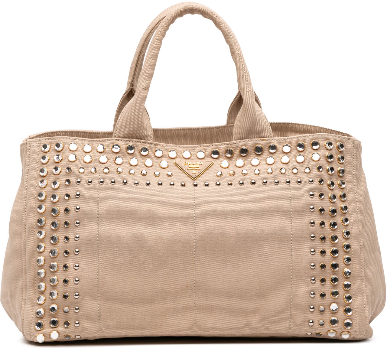Prada Large Canvas Canapa Bijoux Satchel Bruin