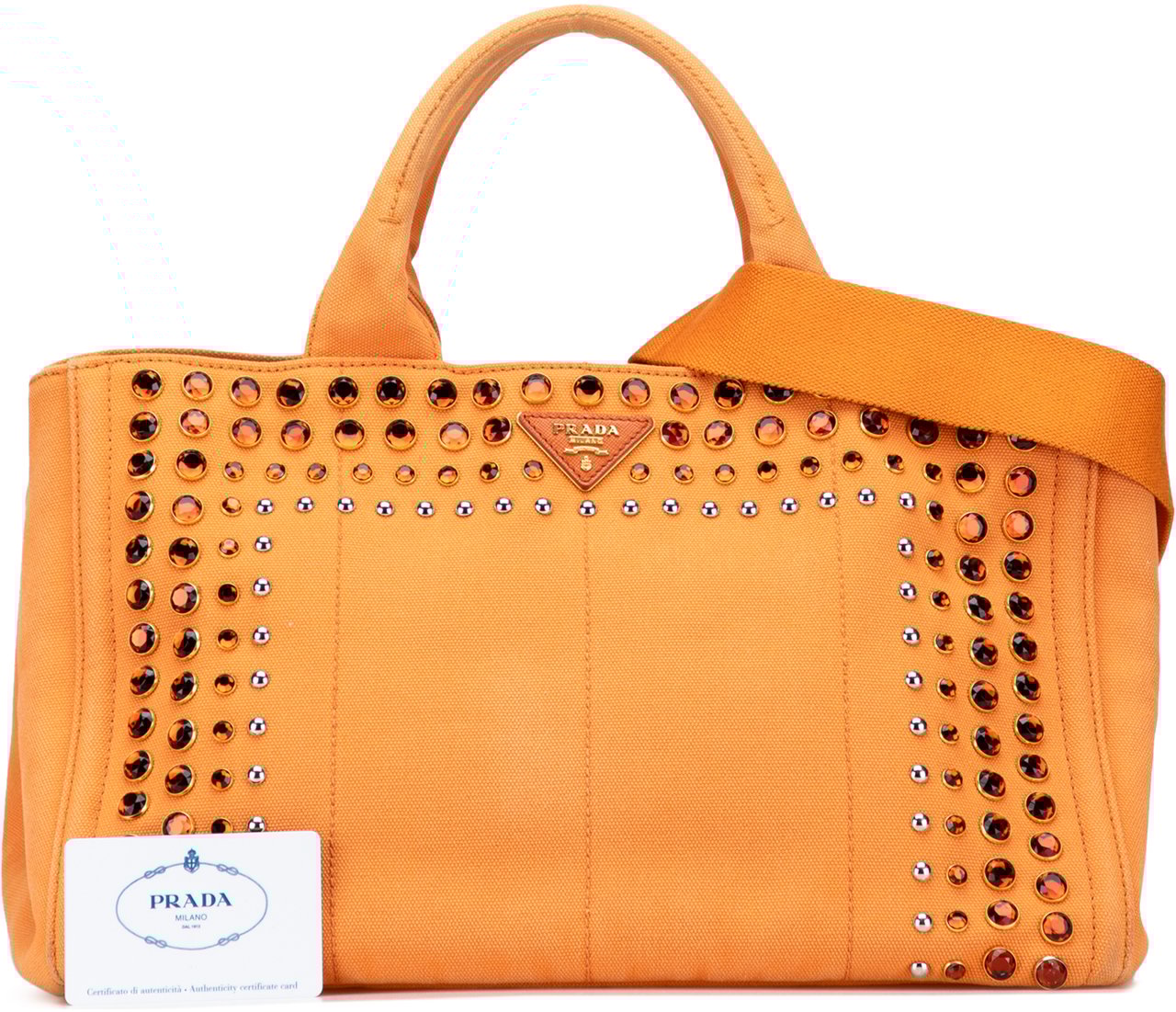 Prada Canvas Canapa Bijoux Satchel Oranje