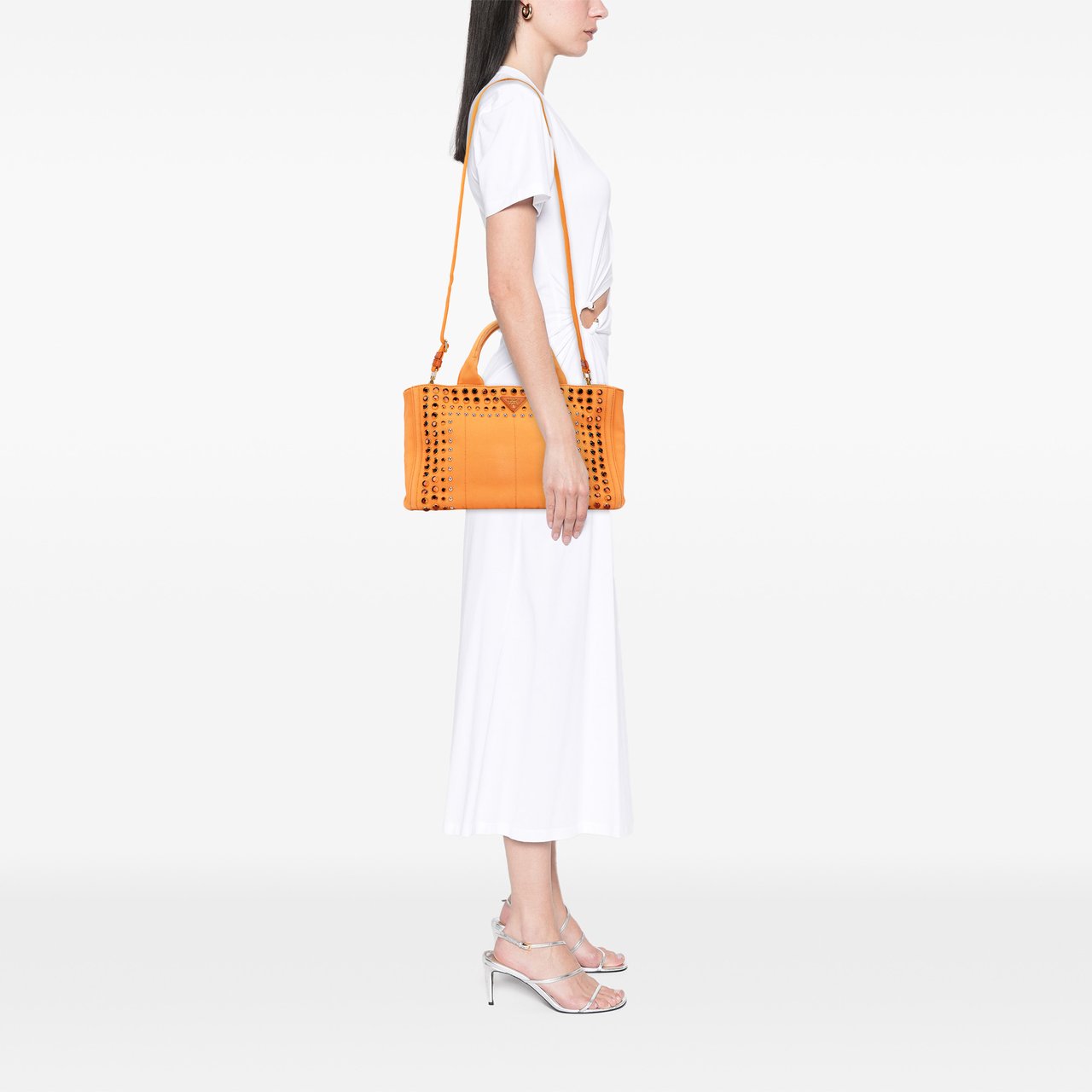 Prada Canvas Canapa Bijoux Satchel Oranje