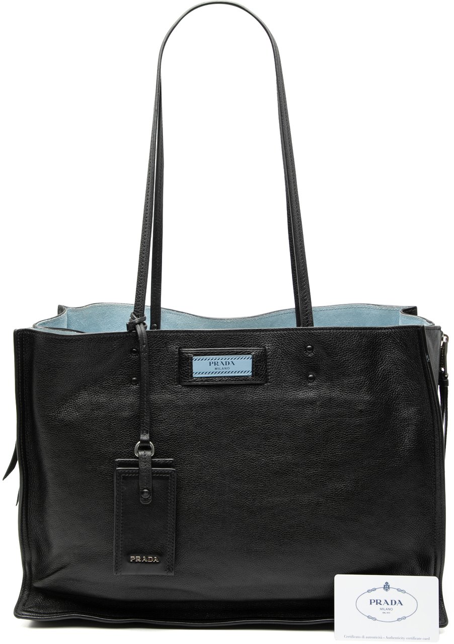 Prada Glace Calf Etiquette Tote Zwart