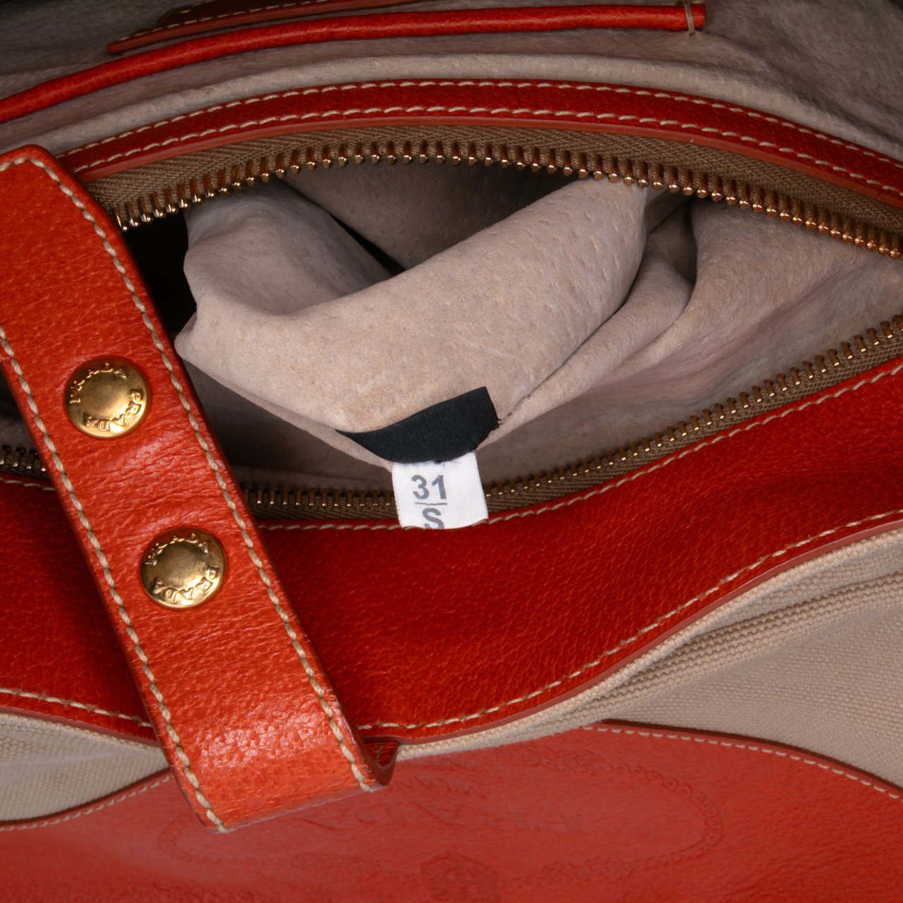 Prada Cinghiale Trimmed Canapa Top Handle Bag Bruin