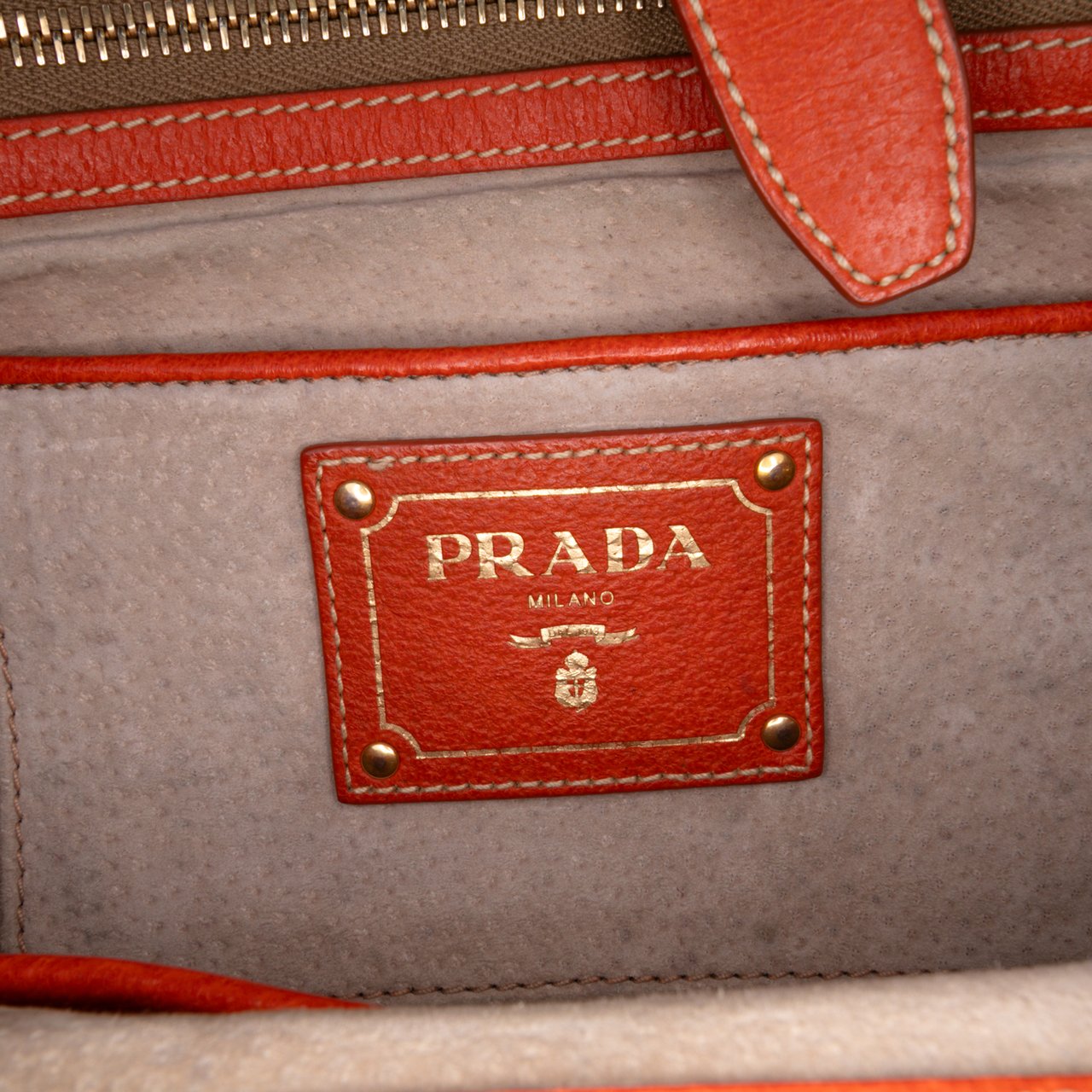 Prada Cinghiale Trimmed Canapa Top Handle Bag Bruin