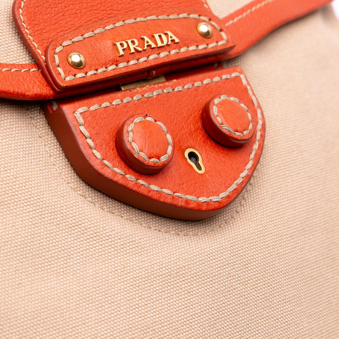 Prada Cinghiale Trimmed Canapa Top Handle Bag Bruin