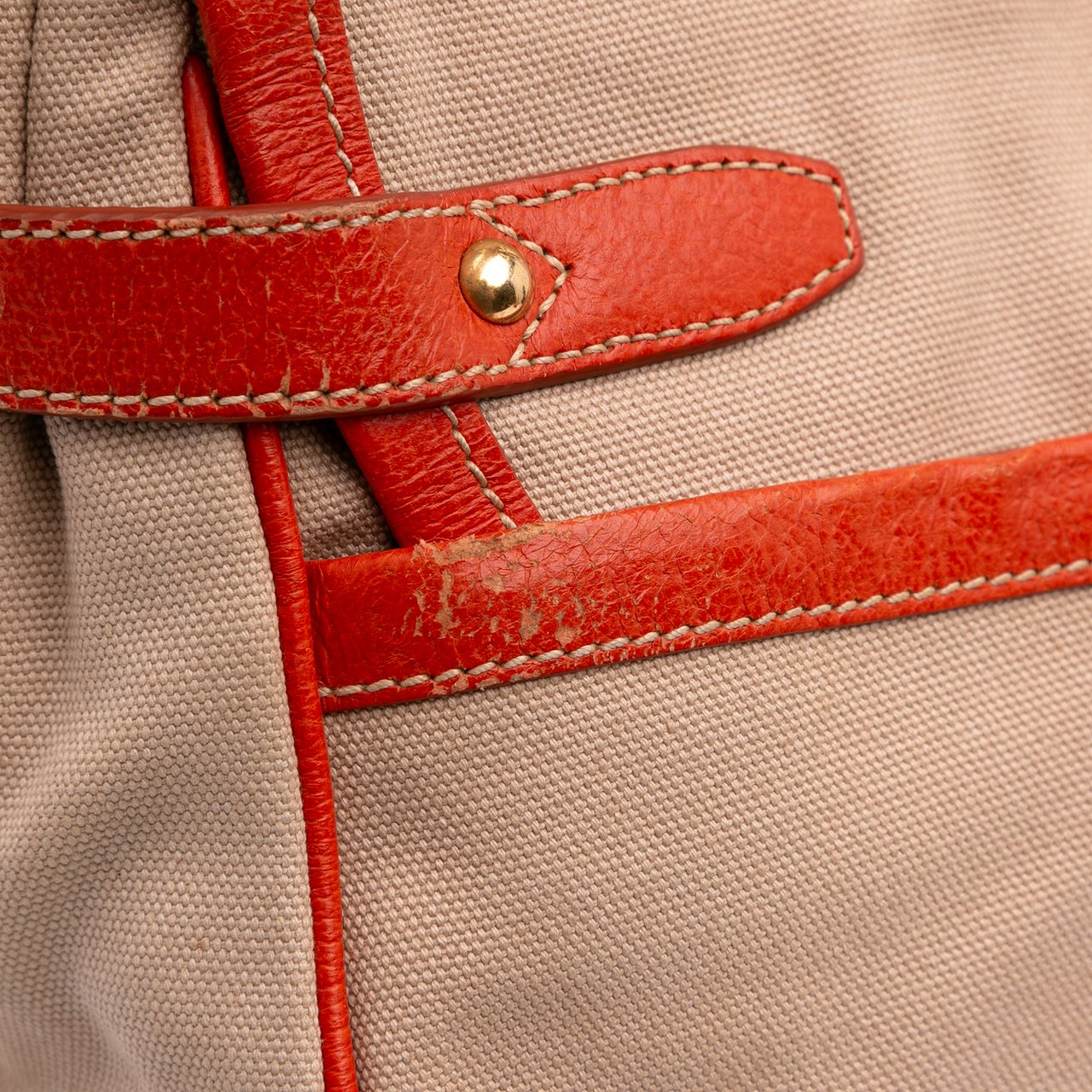 Prada Cinghiale Trimmed Canapa Top Handle Bag Bruin