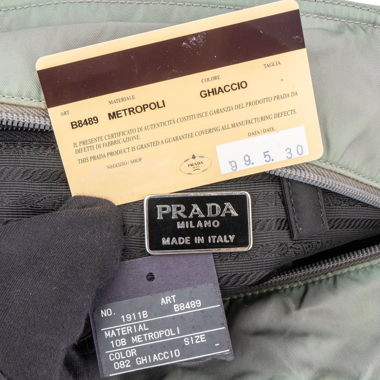 Prada Prada Nylon Side Triangle Handbag Blauw