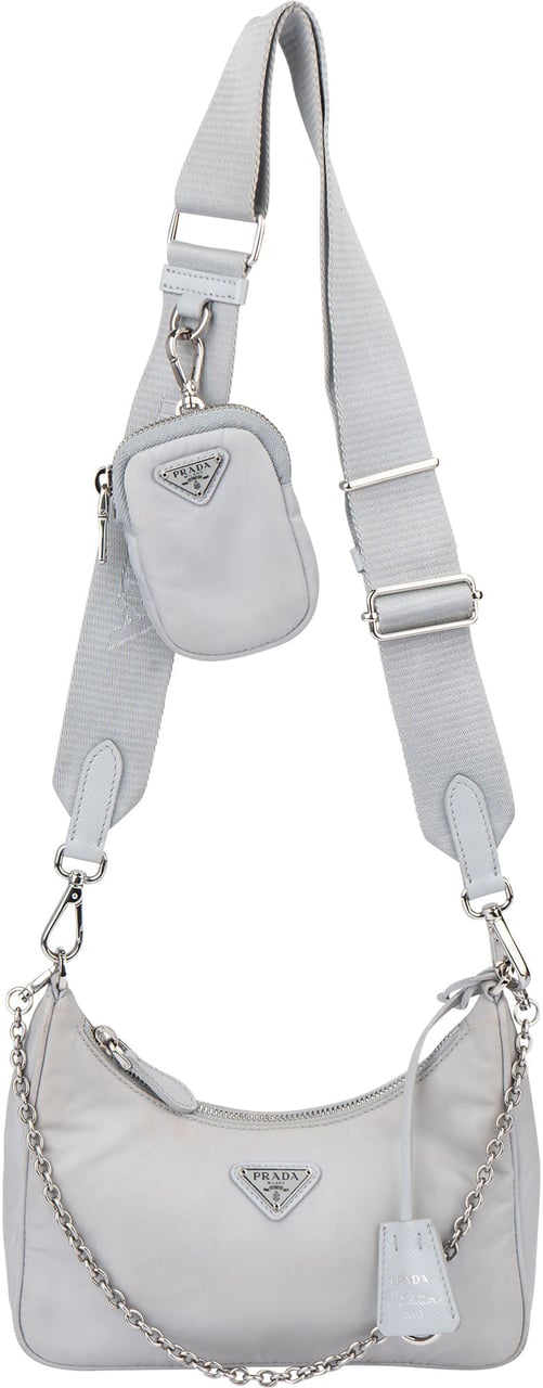 Prada Nylon Triangle Re-Edition Crossbody Bag Blauw