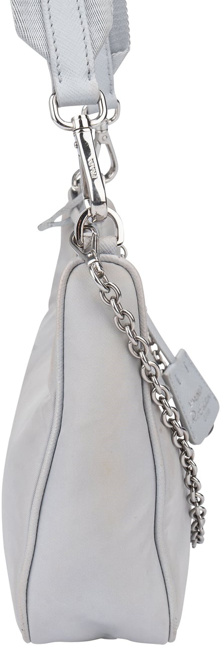 Prada Nylon Triangle Re-Edition Crossbody Bag Blauw