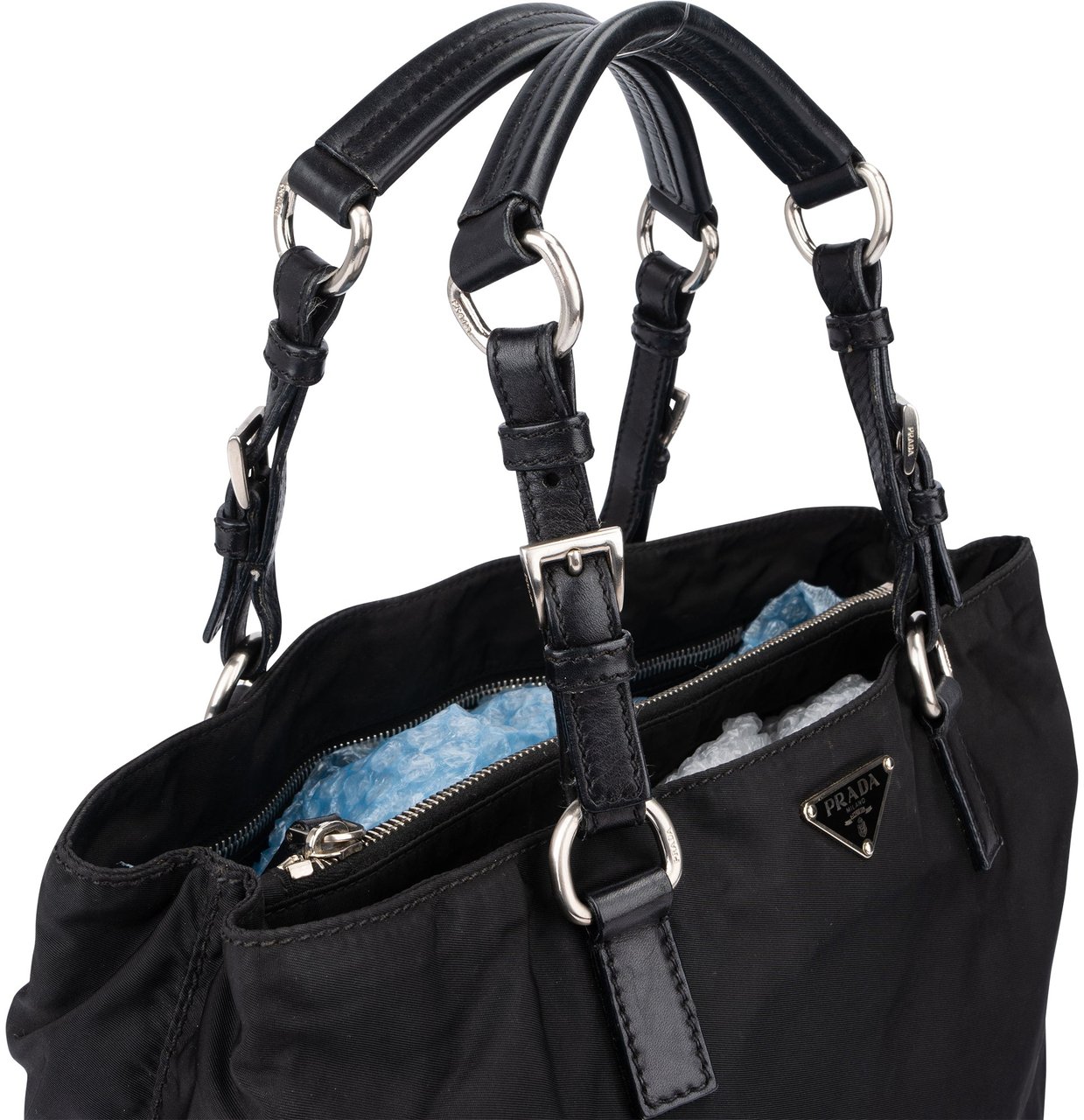 Prada Prada Black Nylon Triangle Handbag Zwart
