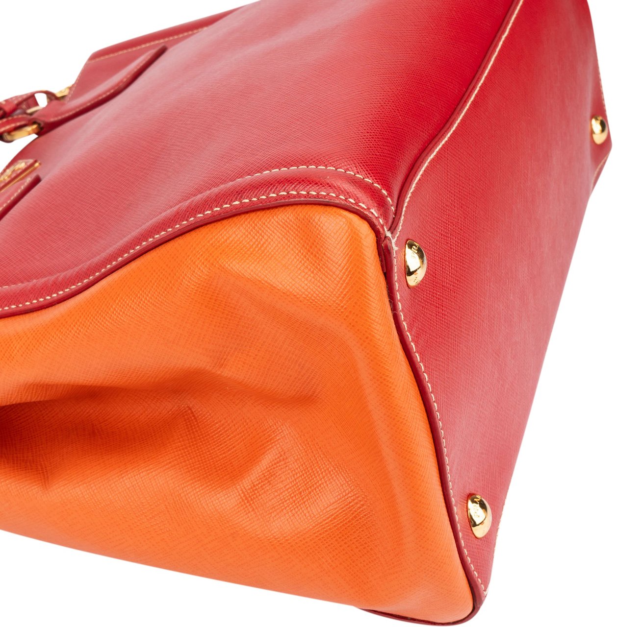 Prada Prada Bicolor Saffiano Leather Galleria Handbag Rood